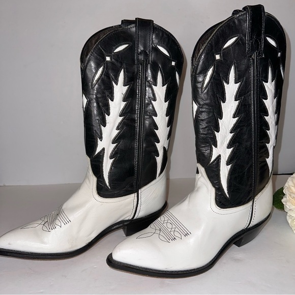 Code West Sz 7 Vintage White Lighting Western Rodeo Boots RARE - Picture 6 of 15